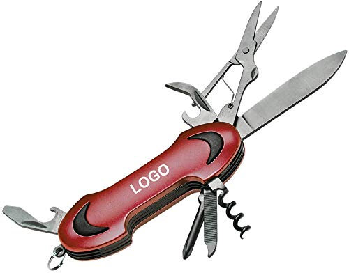 Navaja Multiusos de Bolsillo 8-en-1 PERSONALIZADA (con Nombre o Texto) · Cuchillo Multiusos/Herramienta Multiuso ROJA Ideal como Excelente · Multiherramienta con embalaje Individual