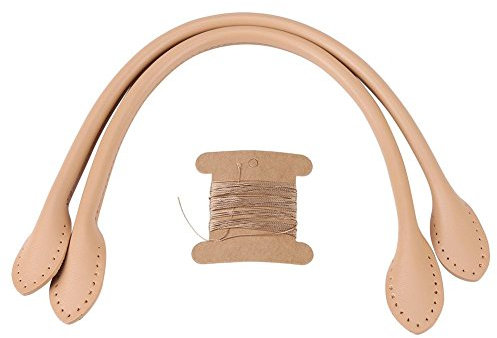 2 Stücke Echtes Leder Taschengriff Handtasche Riemen Ersatzriemen für DIY Hand Zubehör Schwarz/Braun/Beige für Wählen(Beige)
