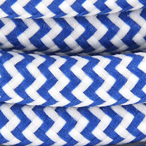 Seidentextilkabel im Zickzackmuster– 3 m – Blau/Weiß