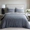 Housse De Couette 220x240 Adulte Coton 2 Personnes Réversible Gris Rayé Géométrique Parure De Lit avec 2 Taies d'oreiller