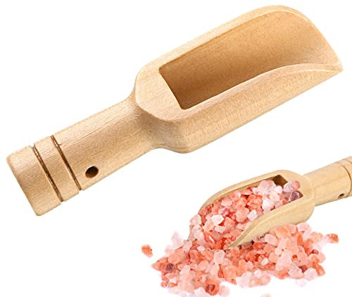 ueslwser Mini Wooden Scoop,1 Pieces Bamboo Bath Salt Scoop Bath Salt Spoon,Mini Wooden Spoon for Salts Honey Spices Scoop Sugar Ice Cream Powder Chili Powder Coffee Beans with Holes (1pcs)