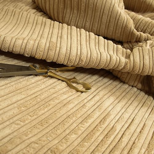 Soft Jumbo Corduroy Textile Home Upholstery Fabric, Beige | By The Metre, Corduroy