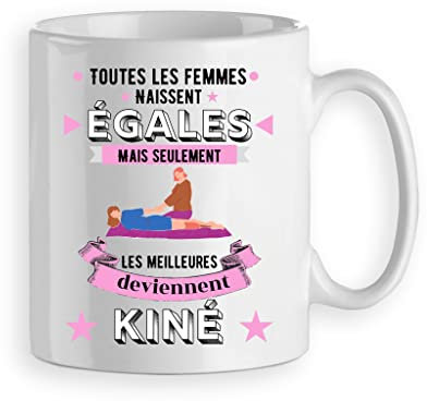 Mug/tasse kiné personnalisée avec un prénom - cadeau kinésithérapeute personnalisé - modèle toutes les femmes sont égales mais les meilleures deviennent.