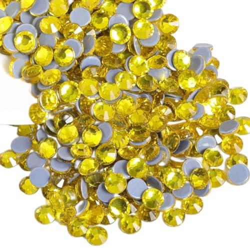 Beadsland 2880 strass termoadesivi hotfix, retro piatto, pietre in cristallo, per fai da te, per decorazione di vestiti, Giallo Limone, SS8, misura di 2,3-2,5 mm