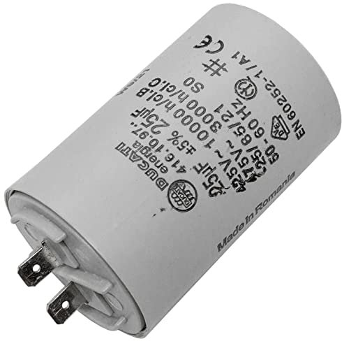 Lumonic Condensateur de démarrage 416.10.97 A [incl. fiche 6,3x0,8mm] | Condensateur moteur 25µF 400V 45x70mm I Condensateur dans boîtier plastique is