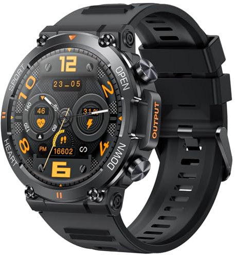 Smartwatch Herren mit Telefonfunktion Militärische 1.39'' HD Fitness Armbanduhr mit 100+ Sportmodi Pulsmesser Schlafmonitor Schrittzähler IP67 Wasserdicht Sportuhr Fitness Tracker für iOS Android