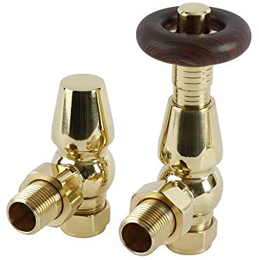 Milano Windsor - Traditional Polished Brass Thermostatic Angled Radiator Valves