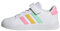 adidas Unisex Grand Court Elastic Lace and Top Strap Shoes-Low (Non Football), Cloud White/Pulse Mint/Beam Pink, 35.5 EU