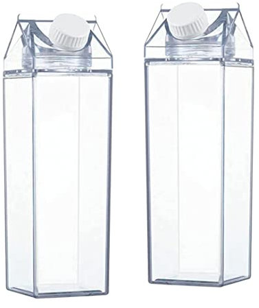 Bouteille D'eau De Cartons De Lait Transparent 500 Ml Bouteilles De Jus Transparents Réutilisables Pour Le Sport Extérieur 2pcs