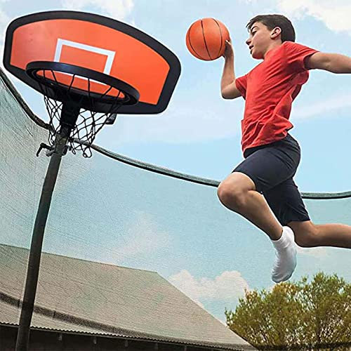 UVCMDUI Universal Trampolin Basketballkorb,Leicht Zusammenzubauen Winkel Einstellbar Stabil Basketball Korb Für Trampolin Passend Für Gebogene Pole Oder Gerade Pole