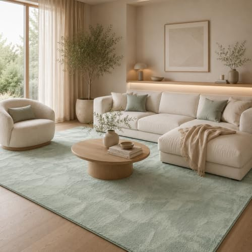 Pergamon Luxus Super Soft Kunstfell Teppich Pearl Einfarbig – Wohnzimmer, Rund & Eckig