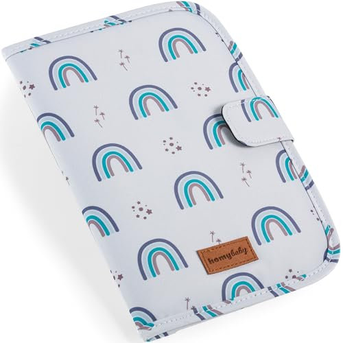 HOMYBABY® Mutterpasshülle - Baby Reisedokumentenhalter - Babypass Hülle - Organizer für Neugeborene - Baby-Geschenk - Baby-Dokumententasche für Reisen (Rainbows & Flowers)