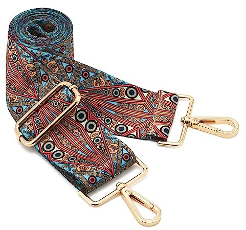 ZOUIQSS Damen Goldfarbener Bunter Schultergurt - Längenverstellbarer Breiter Tragegurt für Handtaschen 94-165cm (5 cm, Farbe 1)