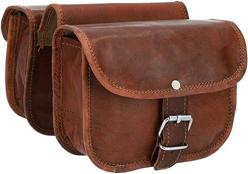 Sac Porte-Bagages Bleu américain Sac de vélo en Cuir Vintage Marron Ensemble de Sac de Selle Taille Moyenne avec Attache Rapide (Brun)