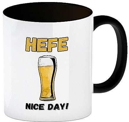 Hefe nice day! Hefeweizen Bier Kaffeebecher in schwarz eine lustige Tasse mit Weizenbier und leckerer Schaumkrone have a nice day für einen Biertrinker der Gerstensaft liebt