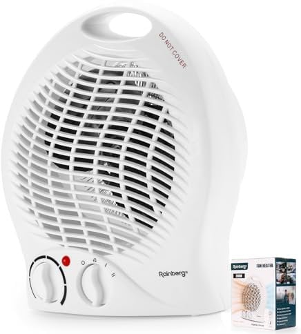 Rainberg Fan heater with 2 heat settings 1000/2000W, Electric heater, Heaters for Home & Office. (312)