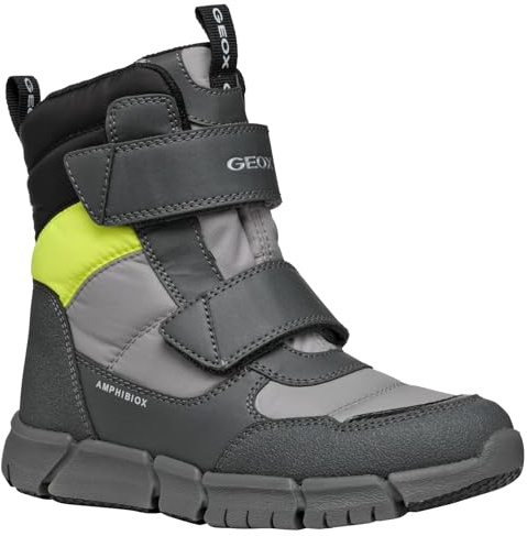 Geox J Flexyper Boy B Abx Ankle Boot, Grey/FLUOYELLOW, 37 EU