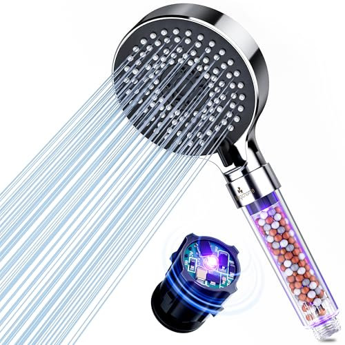 Magichome Filter Shower Head with 395nm -400nm UV Light, High Pressure 5 Modes Hard Water Filter Shower Head for Hard Water Areas