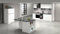 Dmora - Cucina completa Bastien, Set con dispensa, Mobile per cucinotto, Kit blocco con isola e portafrigo, 100% Made in Italy, Bianco lucido e Ardesia