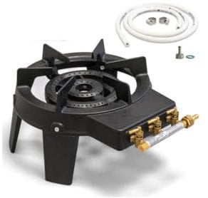 INTEC - Rechaud à gaz en Fonte 4 pieds 2 bruleurs + Tuyau gaz flexible 6 x 12-1.50m