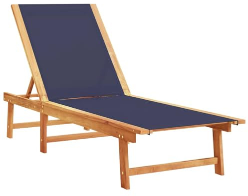 vidaXL Sonnenliege Blau Massivholz Akazie und Textilene