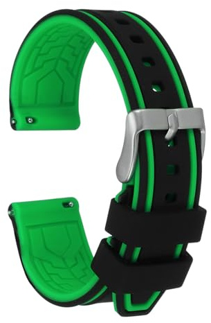 QUARKZMAN Uhrenarmbänder Silikon Uhrenarmband Gummi mit Edelstahl Schnellverschluss Dornschließe Zweifarbig Ersatzuhrband Watch Strap Quick Release für Männer Frauen