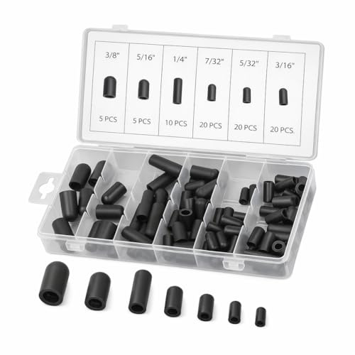 OVAQUIXI Kit d'Assortiment de Bouchons de Chapeau sous Vide, 80 Pièces, Caoutchouc, Résistant aux Hautes Températures, Noir, 5/32in à 3/8in, avec Boîte de Rangement
