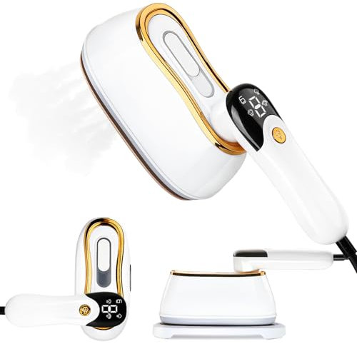 Tuocal Travel Iron Portable Clothes Steamer, 1200W LCD Screen 9S Fast Heat-up Garments Wrinkles Remover Steamer 180° Rotatable Handle 4 Steam Levels 180ML Water Tank for Travel Home Office