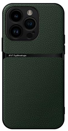 Kepuch Cover per iPhone 16 Pro - Custodia Case Piastra Metallica Incorporata Litchi Grano - Verde