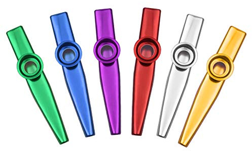 6 Stück Kazoo Bulk, Einfach zu Spielen, Tragbar für Kinder und Erwachsene, Anfänger, Aluminiumlegierung, Zufällige Farbe (mit 6 Stück)