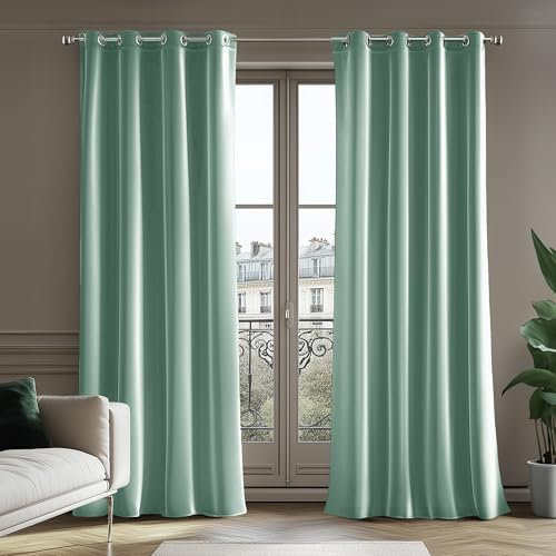 Deconovo 100% Vollverdunkelung Vorhänge Blickdichter Gardinen mit Ösen für Schlafzimmer Velvet Curtains Samt Blackout Vorhang Kälteschutz Dicke Thermovorhang, 240x140cm(HöhexBreite), Blau, 2er Set