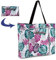 Rayson Faltbare Strandtasche Damen mit Reißverschluss Groß 46x10x43 cm Sommertaschen Badetasche xxl Familie Handtasche Shopper(Foglie di banano A)