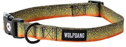 Wolfgang Hundehalsband mit Schnellverschluss-Nylon-Schnalle, strapazierfähig, verstellbar, für Spaziergänge und Training, BrookTrout Print, Größe L
