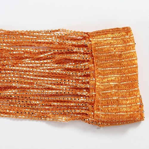 YKAFADE 2 Stück Fadenvorhang 100x200cm Fadengardine Fliegenvorhang Glitzer Türvorhang Fenstervorhänge Raumteiler Quaste Vorhänge für Zuhause Terrasse Schlafzimmer,Hochzeit,Restaurant -Orange