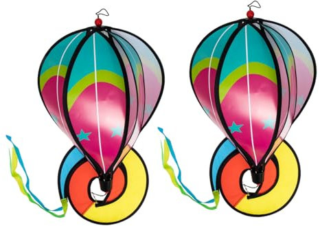Milisten 2pièces Décorations De Jardin Montgolfière Spirale Meubles Extérieur Suspendus Moulins À Vent Colorés pour Balcon Et Jardin