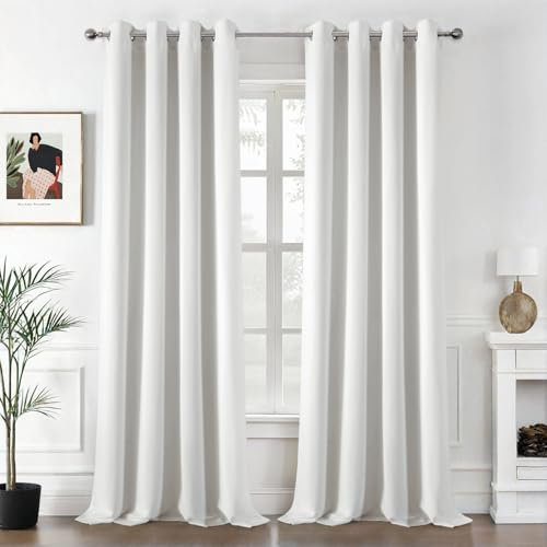 MIULEE Verdunklungsvorhänge Weiß Vorhänge Blickdicht 2er Set 300 cm Lang, Modern Gardinen Fenster Abdunkeln Ösen Wohnzimmer Schlafzimmer, Fenster Vorhang Verdunkelung Thermovorhang H 300 x B 140