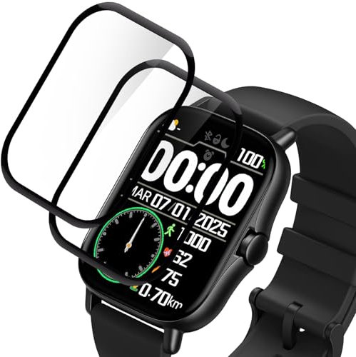 2 Piezas Protector Pantalla para Amazfit GTS/GTS 2/GTS 2e, Cristal templado, Sin Burbujas, Antiarañazos, Dureza 9H, Cristal Protector