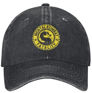 UIOPPIOS Klassisch Kombat Mortal Fatality Gaming Baseballkappe Unisex Stil Distressed Washed Sun Cap Outdoor Sommer Caps Hut