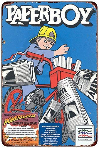 Yelacecca New Tin Sign Aluminum Retro Paperboy Video Game Arcade Gaming Metal Sign 8 X 12 Inch
