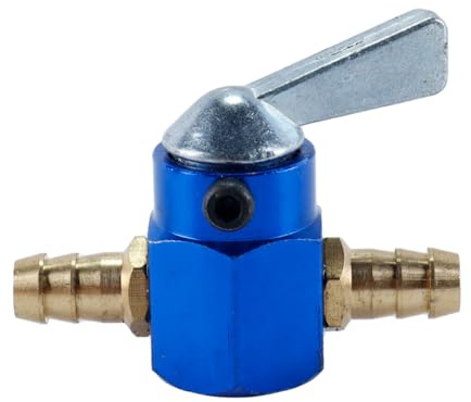 Orivin 1 rubinetto del carburante in linea in metallo da 8 mm, interruttore di accensione/spegnimento della benzina, valvola di rubinetto per moto, ATV e scooter, blu