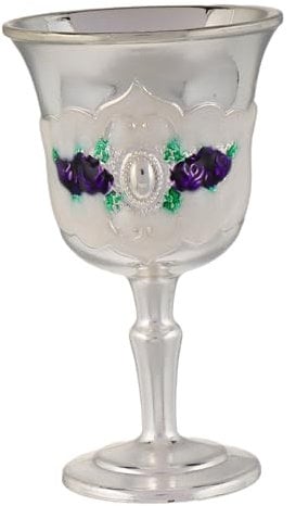 BESPORTBLE Vintage Metal Wine Goblet with Floral Embossing Elegant Drinking Cup for Banquets Dinner Parties and Home Use Intricate Design for Collectibles and Decor