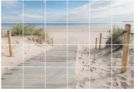 Fliesenaufkleber 15x15 cm – 24 Stück Vinyl Dekorfolie – Wasserdicht, Spritzwassergeschützt – Fliesensticker & Fliesenfolie für Küchenfliesen – Weg zum Strand