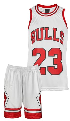 MAILLOT ENFANT Chicago Michael J. Goat #23 Basketball Kinder Trikot Bausatz, Weiss, Komm mit Shorts Basketballfans #23 (152,Weiss)