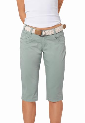 Sublevel Damen Caprihose Stretch Twill Paper Touch mit Flechtgürtel Capri Hose 3 Farben