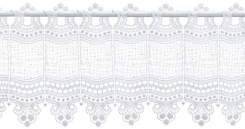 Plauener Spitze by Modespitze, Store Bistro Gardine Scheibengardine mit Stangendurchzug, hochwertige Stickerei, Höhe 28 cm, Breite 140 cm, Weiß