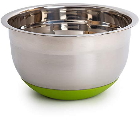 Luciano Housewares Stainless Steel Non-Slip Silicone Bottom Gourmet Mixing Bowl, 7 x 7 inches, Lime Green (70321)