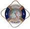 linoows Wanduhr im Rettungsring, Maritime Uhr Blau/Weiß Welcome On Board 35 cm