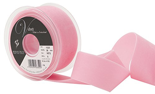 Berisfords Velvet Ribbon Blush Rose 45mm - Nylon Craft Ribbon for Sewing, Gift Wrapping and Hair Accessories