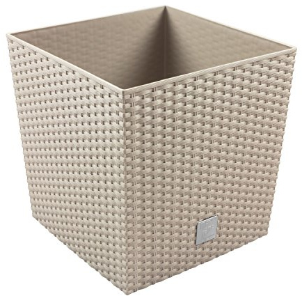 Prosper Plast Rattan Plastic Flower Pot Mocca - 40cm x 40cm x 40.8cm (LWH) 64L Capacity Planter Suitable for Indoor and Outdoor Use