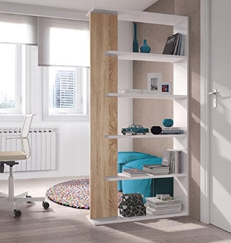 Salone-negozio-online Kit Libreria Alida cm 90 x 25 x 180 h Parete Attrezzata Scaffale, Melammina, Bianco, 4 Ripiani